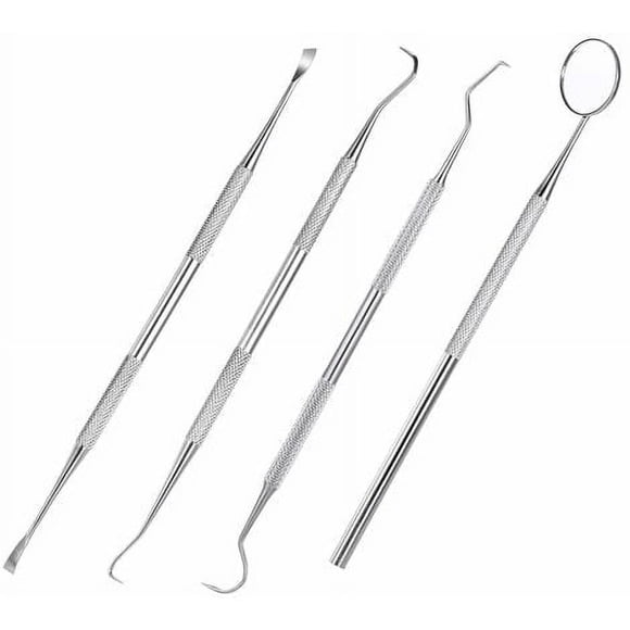 Stainless Steel Dentist Tool Kit, 4-Piece Set for Professional & Personal Teeth Cleaning