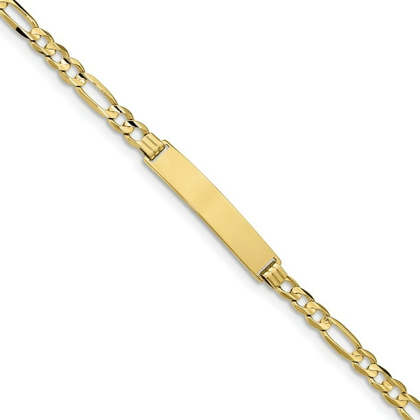 AA Jewels Solid 10k Yellow Gold Figaro Link ID Bracelet Engravable