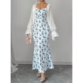 thumbnail image 2 of Women's Floral Print Sweetheart Neckline Maxi Dress with Ruffle Stretch Bodice Polyester % Fabric for Everyday Wear, 2 of 6