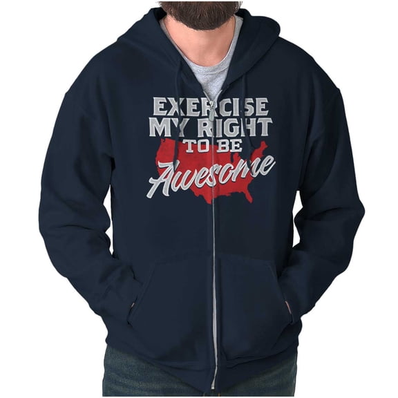 America USA Right to Be Awesome Funny Unisex Fleece Graphic Zip Up Hoodie Brisco Brands 2X