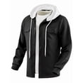 thumbnail image 4 of OHMZYZO Mens Lightweight Jackets with Hood Drawstring Sleeve Long Button Down Jacket Casual Vintage Fall Outwear with Pockets, 4 of 9