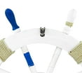 thumbnail image 5 of Wooden Ship Wheel (White & Blue Painted) - Rope, Fishnet & Sailboat Motif - 24 Inches, 5 of 5