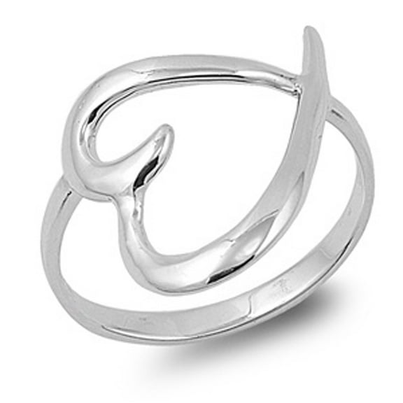 Heart Bow Statement Promise Wave Ring .925 Sterling Silver Band Jewelry Female Male Unisex Size 10