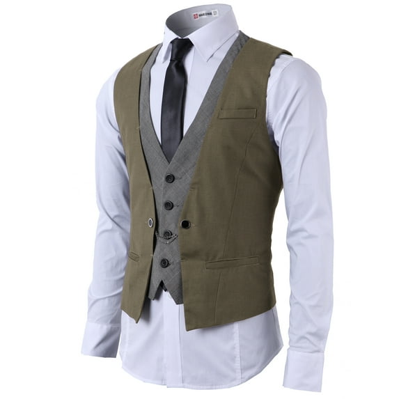 H2H Mens Dress Casual Slim Fit Business Suit Layered Dress vest (CMOV01)