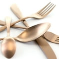thumbnail image 3 of Megachef  20 Piece Gibbous Flatware Utensil Set with Stainless Steel Silverware Metal Service, Rose Gold Matte, 3 of 5