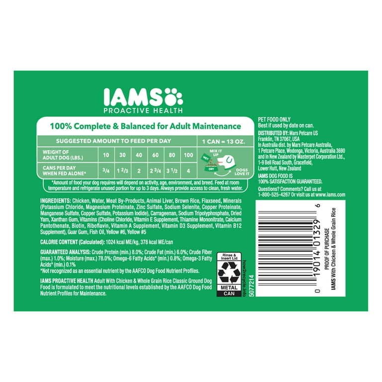 pack) Iams Proactive Health Chicken And Whole Grain Rice Wet Dog