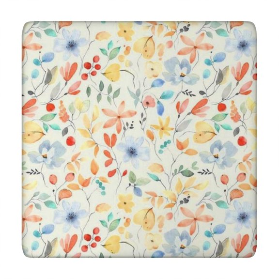 Pioneer Flower Floral Print Pattern Square Fitted Tablecloth with Elastic Edge,Square Table Cover,Washable Elastic Table Cover for Home Kitchen Party Decor 34"x34"