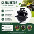 thumbnail image 6 of 799584 594058 Carburetor Kit Spark Plug & Air Filter Assembly Compatible with B&S Carb 594057 592361 594529 Troy Bilt TB110 TB200 103M02 09P702 9P702 550EX 625EX 675EX 725 lc121p 163cc, 6 of 6