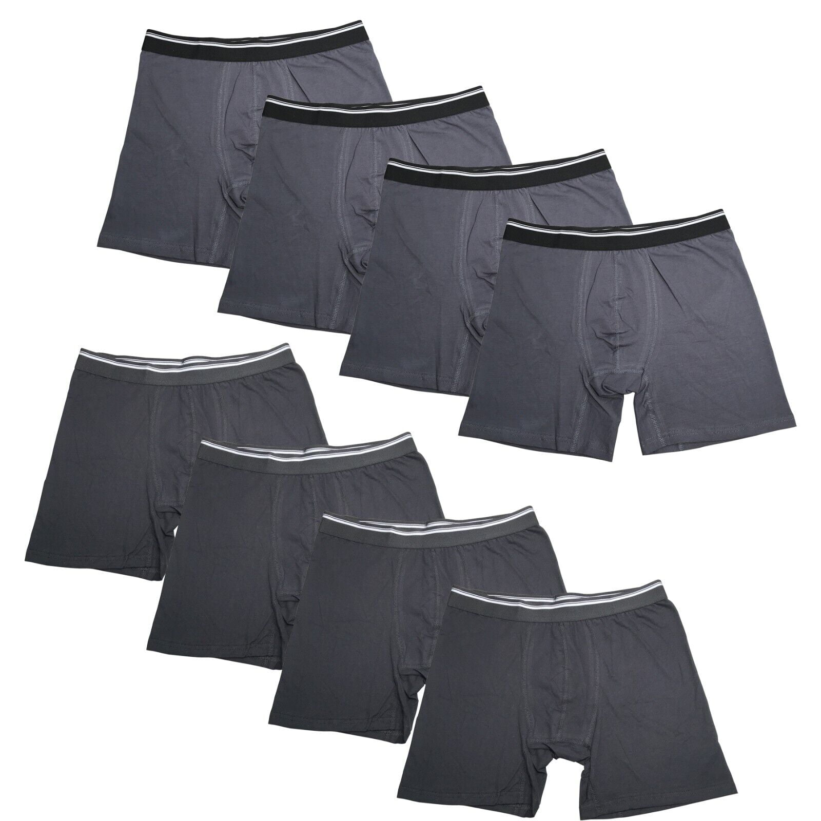 8PK Mens Boxer Briefs Black Cotton Breathable Underwear Soft Comfort
