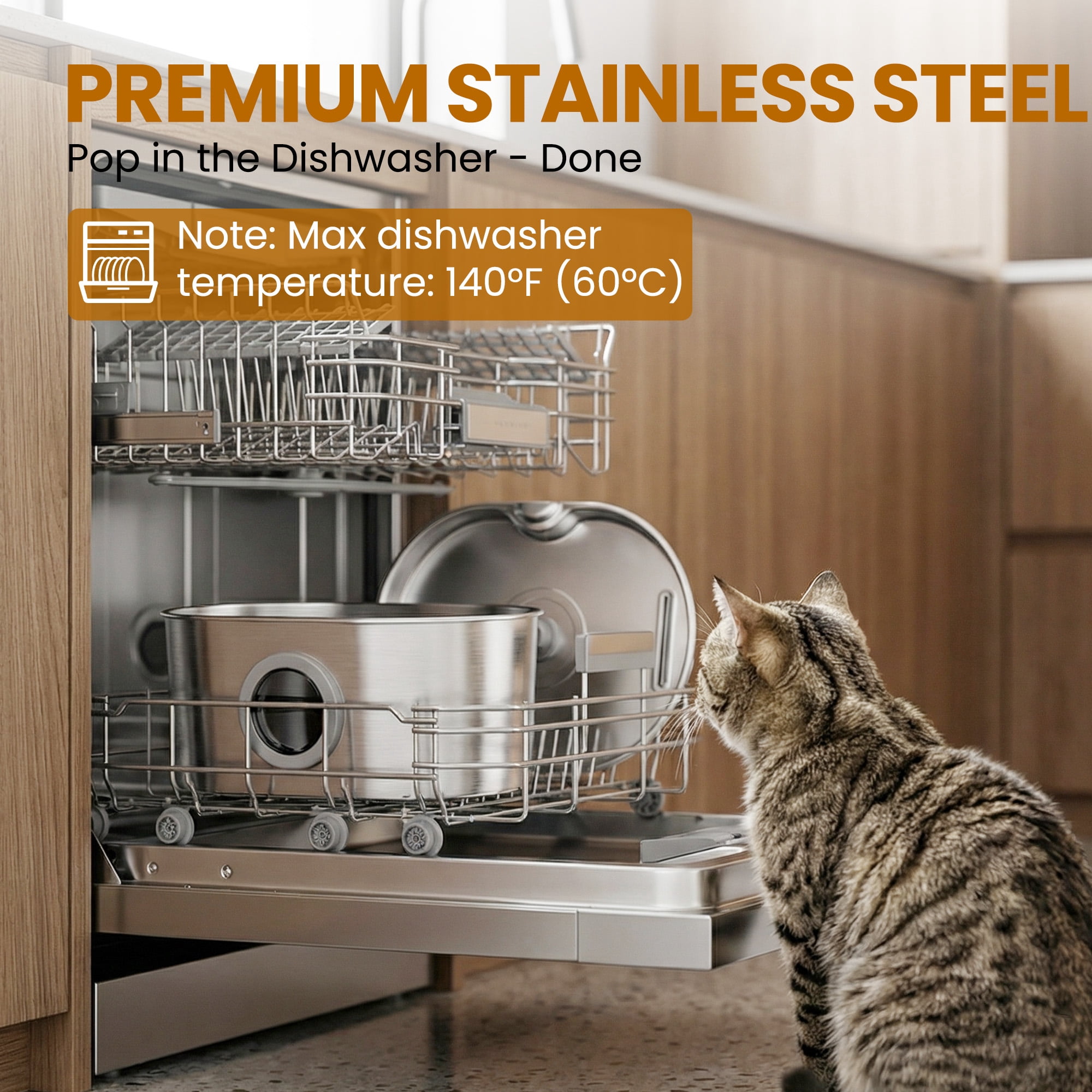 FURCLAN Cat Water Fountain Stainless Steel, 74oz 2.2L Pet Water Dispenser with LED Light, Visible Water Window, 3 Filters for Cats and Pets