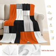 thumbnail image 5 of Burnt Orange Black Grey Blanket Soft Cozy Warm Throw Blanket for Couch, Plush Fuzzy Flannel Fleece Blankets for Sofa, Modernism Art Geometric Bed Blankets Lightweight Gifts for Women, 50"x80", 5 of 9