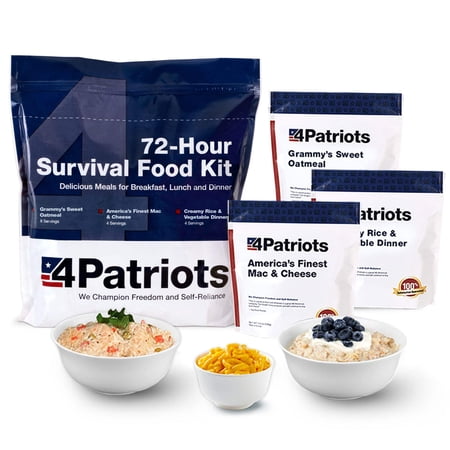 4Patriots Emergency Food Supply - 72-Hour Survival Kit - Freeze Dried Food - 25-Year Shelf Life - 16 Servings