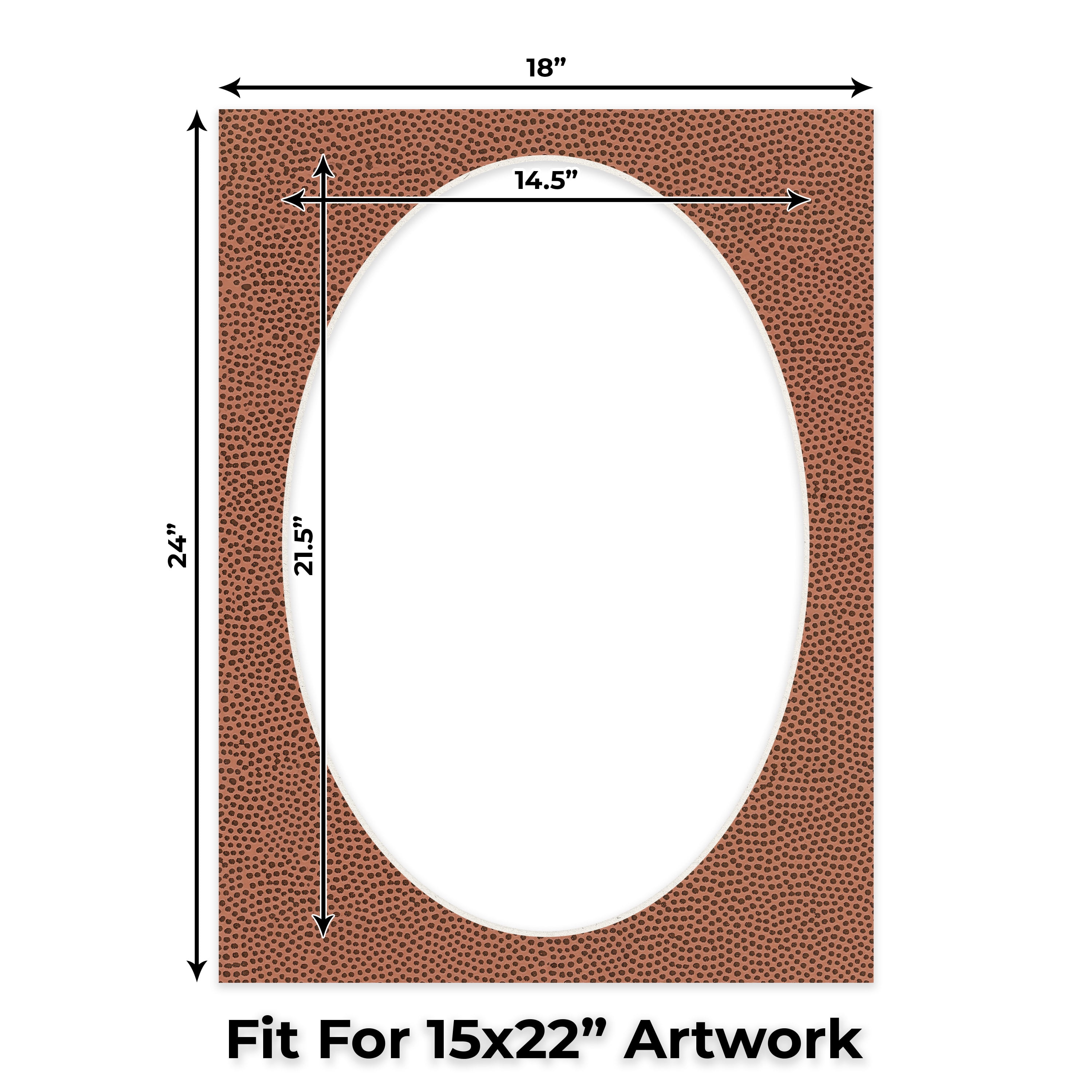 Football Texture Picture Frame Mat for 18x24 Frames - Oval Opening for 15x22 Photos - 25 Mats