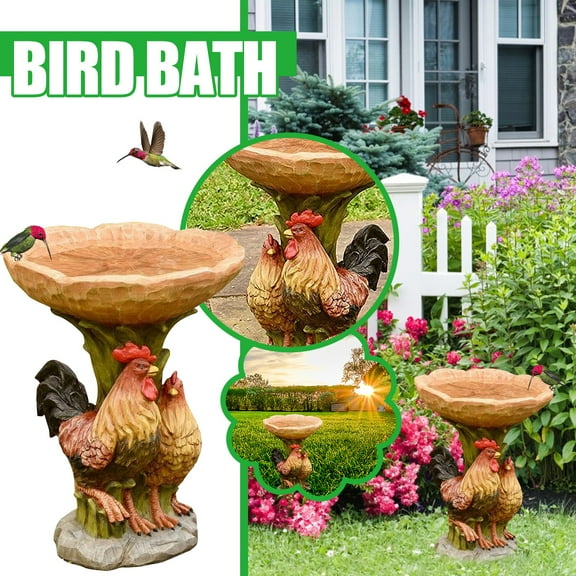 1X Bird Bath Ornament Clearance! Resin Birdbath Polyresin Antique Garden Bird for Home Garden Yard