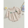 thumbnail image 3 of xiaxaixu Combinaisons Tricotées pour Bébés Filles Broderie Fleur 3D Col Rond Manches Longues Combinaisons Automne, 3 of 9