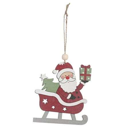 

Sanwood Christmas Pendant Wooden Ski Car Cartoon Santa Claus Hanging Pendant for Christmas Decoration