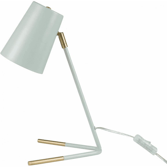 Desk Lamp, Student, Matte Rose, Matte Gold Legs, Clear Wire, Push-In On/Off Switch, Green
