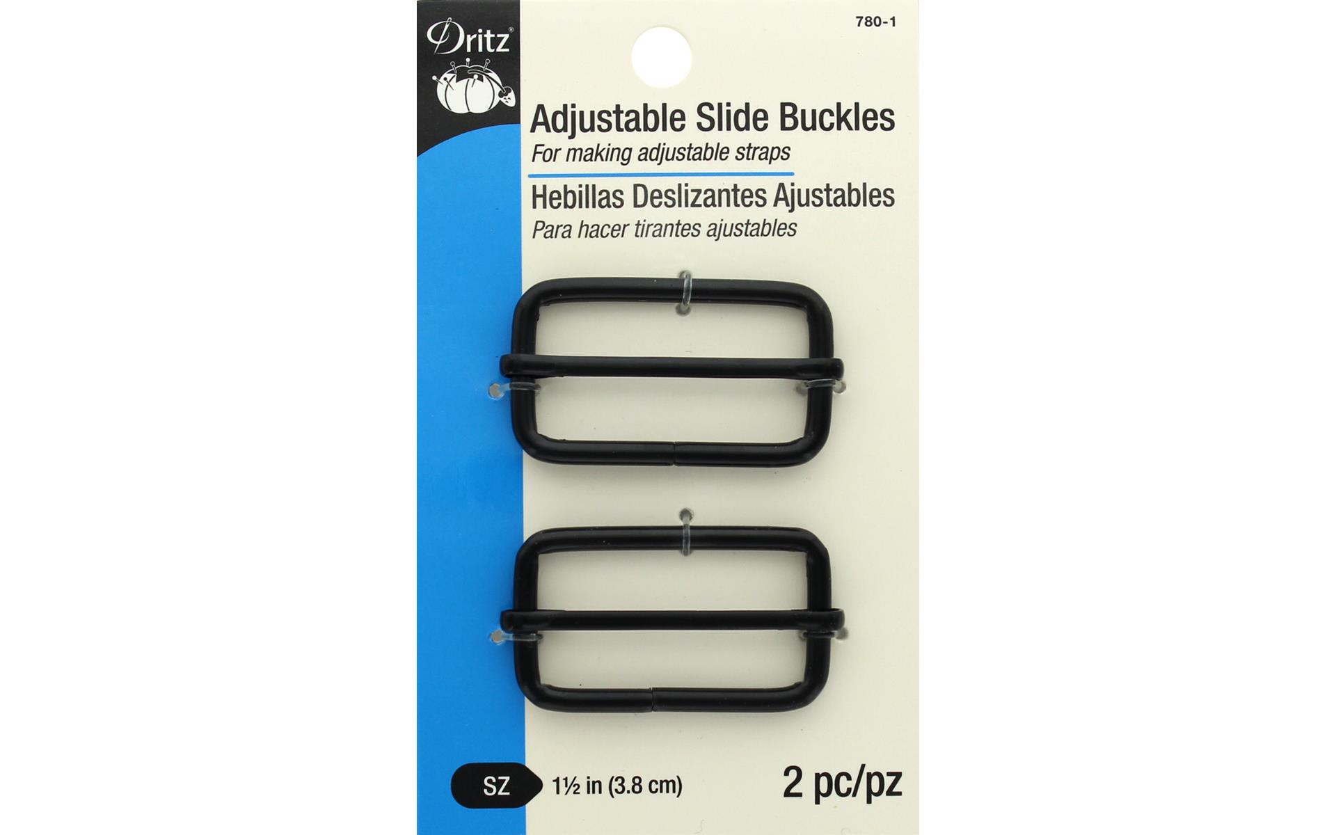 7801 DRITZ ADUST SLIDE BUCKLES 1 5 MATTE BLACK 2PC