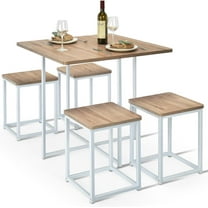S AFSTAR Dining Table Set for 4, 5-Piece Dining Table and Chairs with Square Table & 4 Stools, Space-Save Kitchen Table and Chairs for 4, Kitchen & Dining Room Sets for Home Kitchen Bar Pub Apartment