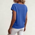 thumbnail image 6 of ClodeEU Women's Crewneck Short Sleeve Top with Cutout ,Casual Solid Color Summer Blouse Blue,Women's Plus L, 6 of 7