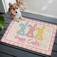 thumbnail image 4 of Rectangle Area Rug 2x3ft, Happy Easter Cute Rabbit Heart Non-Shedding Washable Area Rug, Pink Plaid Polka Dot on Burlap Non Slip Low-Profile Rugs for Living Room, Bedroom Dining Room, 4 of 9