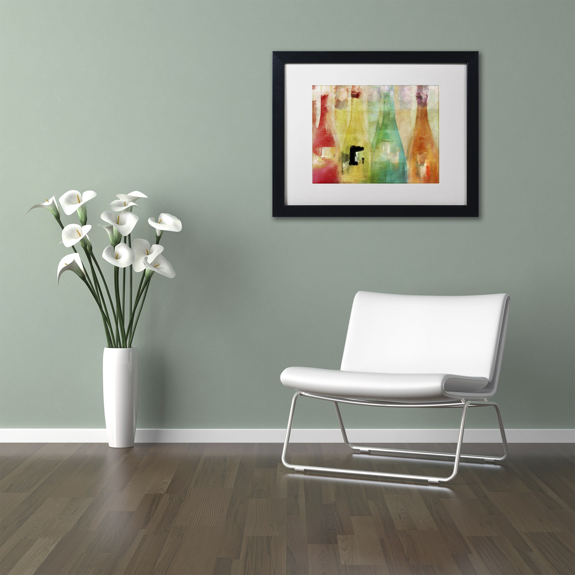 Trademark Fine Art "Bouteilles" Canvas Art by Color Bakery White Matte, Black Frame