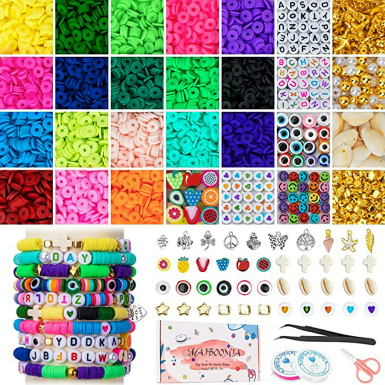 QUEFE 72 Colors Clay Beads for Bracelet Making Kit Flat Round
