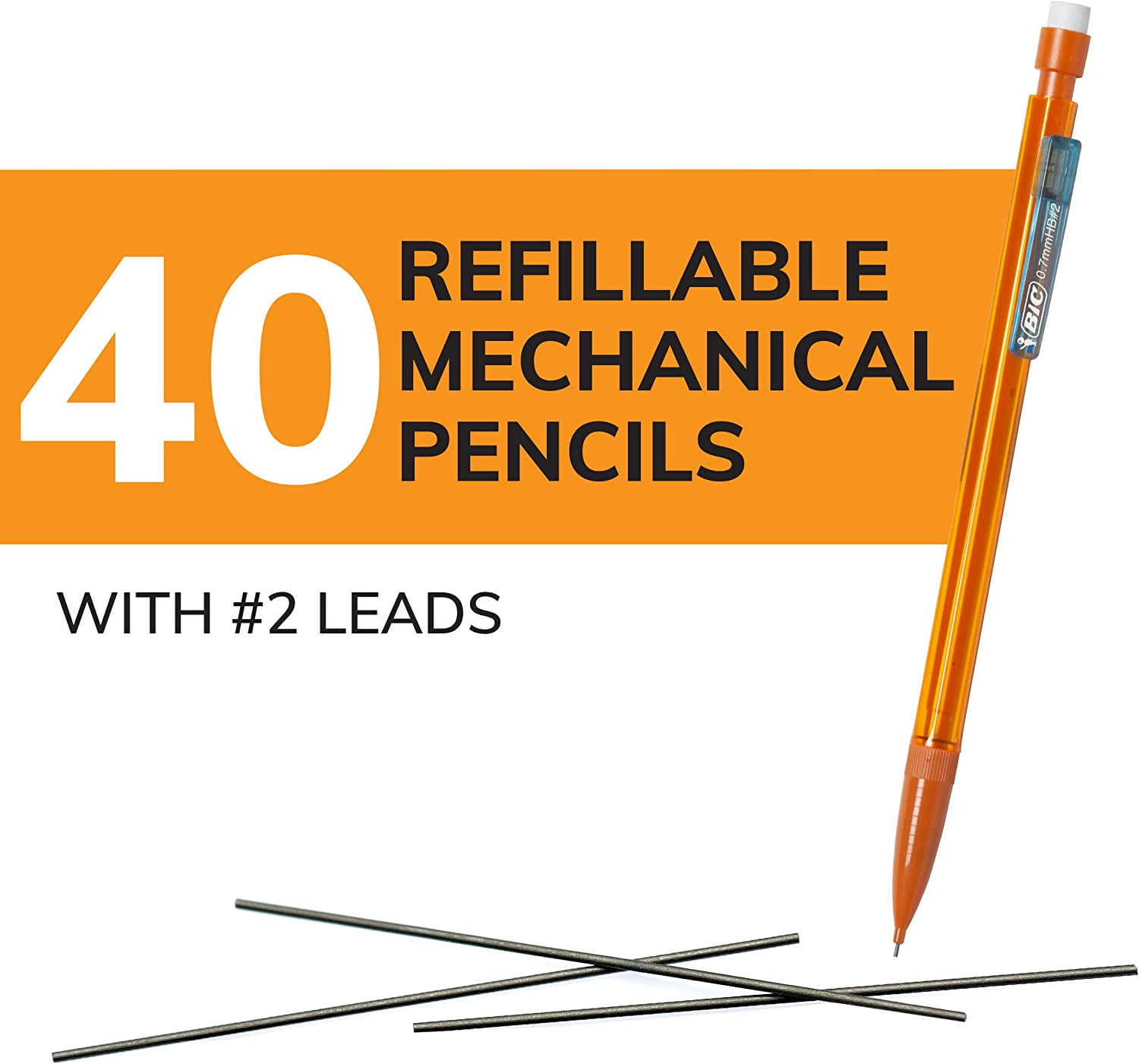 Xtra-Smooth Mechanical Pencils With Erasers (Mpce40-Blk), Bright Edition Medium Poi[3]