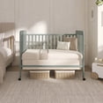 thumbnail image 4 of Dream On Me Carson Classic 3-in-1 Portable Crib in Meadow Green, Removable Wheels, Converts from Baby Crib to Toddler Bed, Day Bed and Kids Sofa, Three Adjustable Mattress Height Positions, 4 of 9