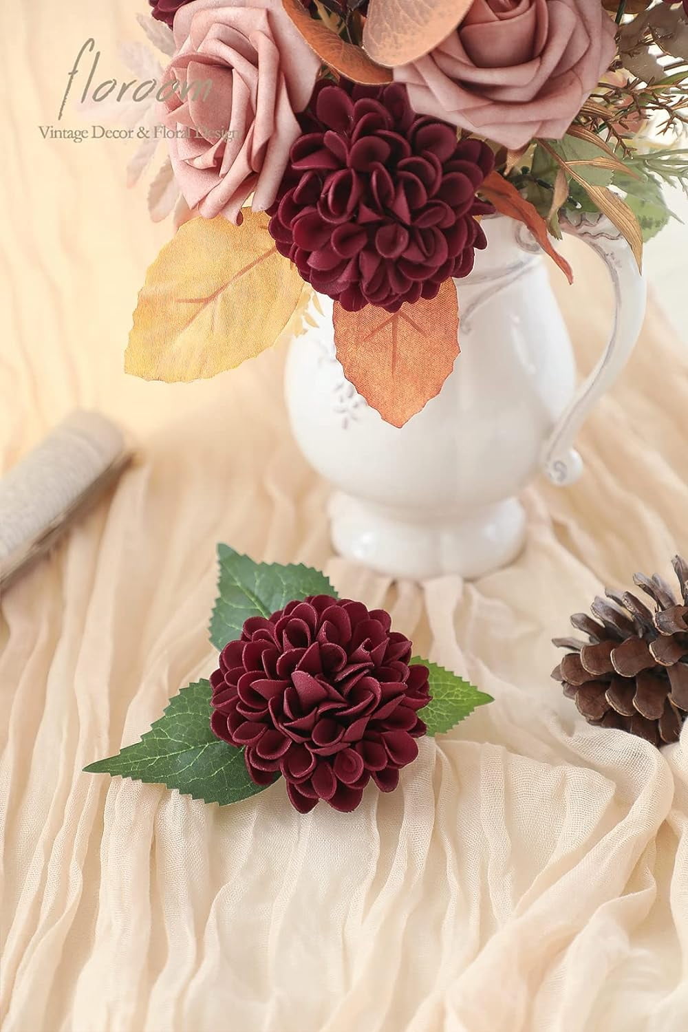 Artificial Dahlia Flowers 25pcs Real Looking Navy Blue Foam Fake Roses with Stems for DIY Wedding Bouquets Bridal Shower Centerpieces Floral Arrangements Party Tables Home Decoration