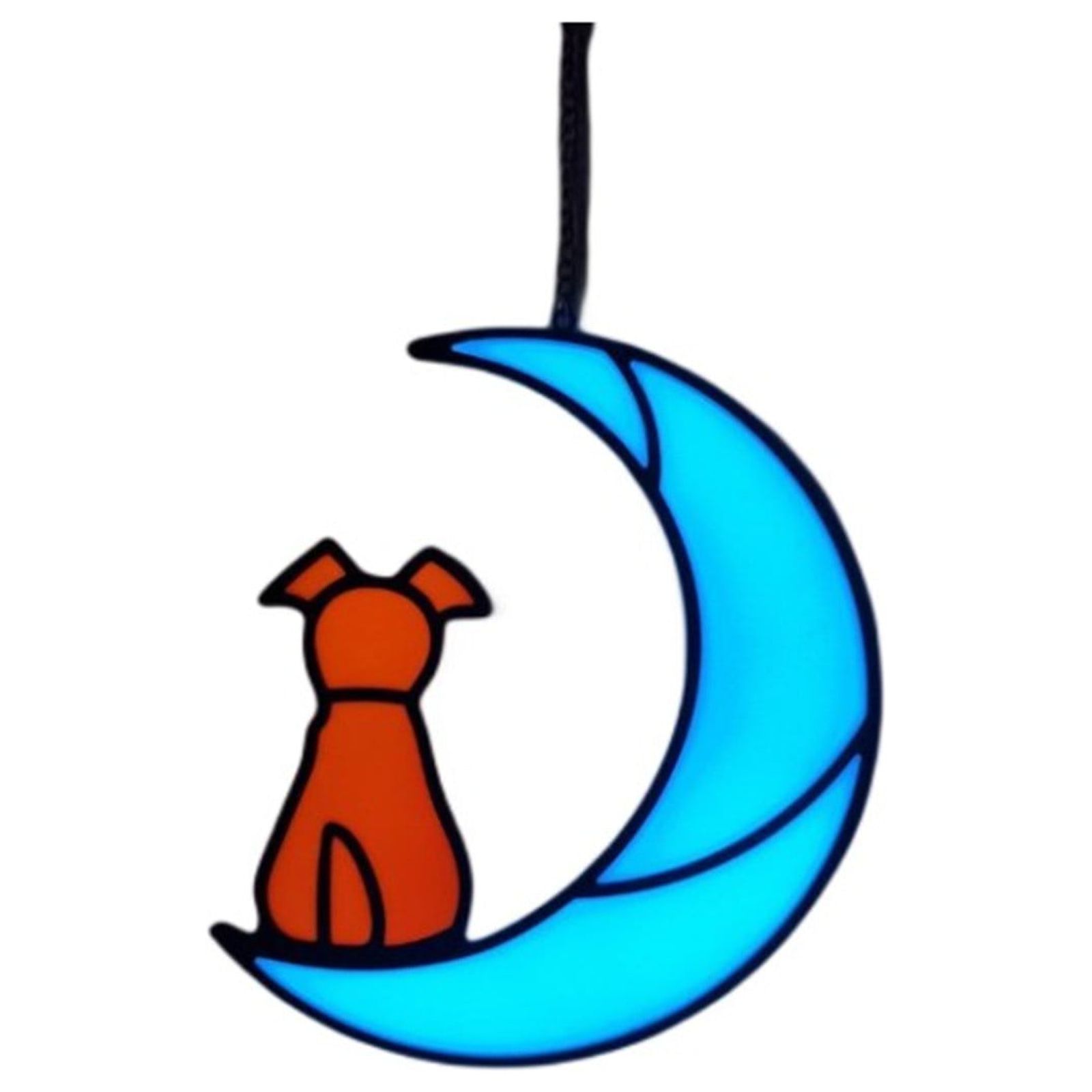 Tiitstoy Dog Memorial Gifts for Dog Lovers,Dog On Moon Stained Glass Window Hanging ,Loss Of Dog