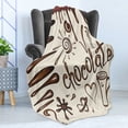 thumbnail image 4 of Chocolate Soft Flannel Fleece Throw Blanket, Chocolate Drips and Stains Coffee Cup Heart Lips and Sun, Cozy Plush for Indoor and Outdoor Use, 50" x 60", Brown Ivory and Burgundy, by Ambesonne, 4 of 5