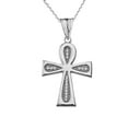 thumbnail image 1 of DIAMOND SACRED ANKH CROSS PENDANT NECKLACE IN WHITE GOLD :  14K  Pendant with 20" chain, 1 of 1