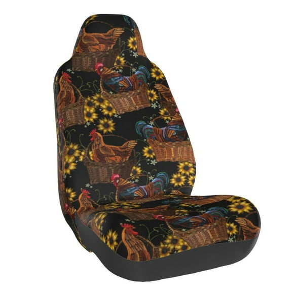 Vsdgher Embroidery Chicken Rooster And Sunflowers for Automotive Seat Covers for Cars Trucks SUVs, Universal Fit Anti-Slip Bucket Seat Protector for Cars,Vehicle Seat Protector for Front Seats