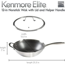 12" Tri-Ply Stainless Steel Wok with Lid, Nonstick, Metal Utensil Safe