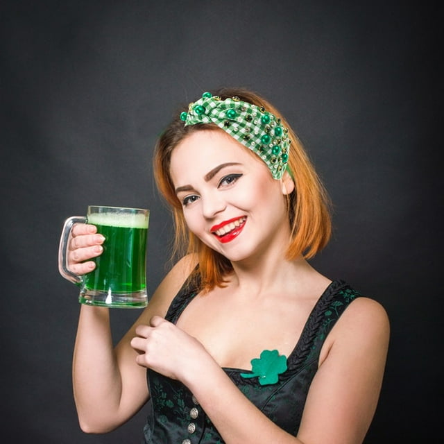Bandeau Incrusté de Strass pour Femmes, Accessoire Vintage Classique Vert Parfumé, Épingle à Cheveux pour la Saint-Patrick