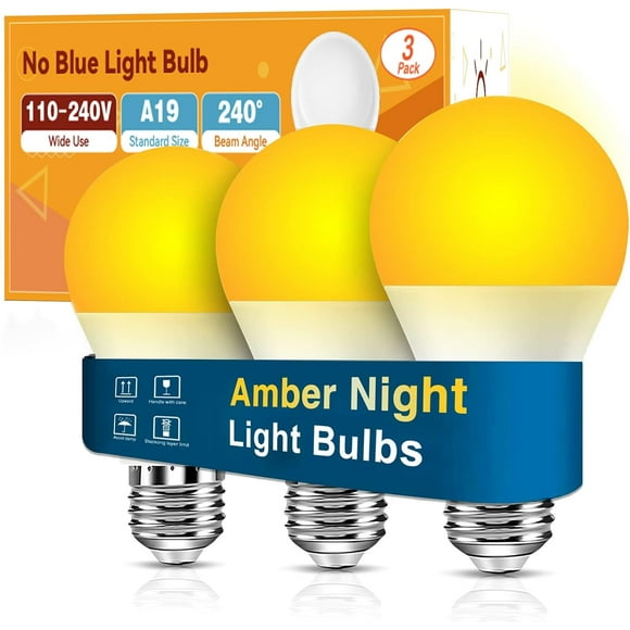 SHIQI-Amber Light Bulbs 9W, Soft Warm Sleep Light Bulbs 60W Equivalent, Blue Light Blocking Amber Night Light Bulbs 1800K, Bedtime Light Bulb for Healthy Sleep (3)