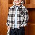 thumbnail image 2 of Gubotare Boys Shacket Toddler Boys Shirt Jacket Plaid Long Sleeve Kids Lapel Button Tops Outwear Breathable Fashion 5T 6T, 2 of 8