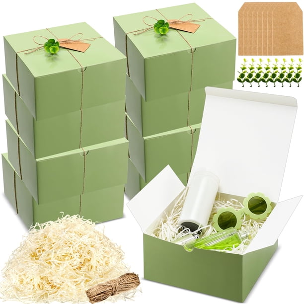 Set de 8 Cajas de Regalo Verde Salvia Crtiin 20x20x10 cm