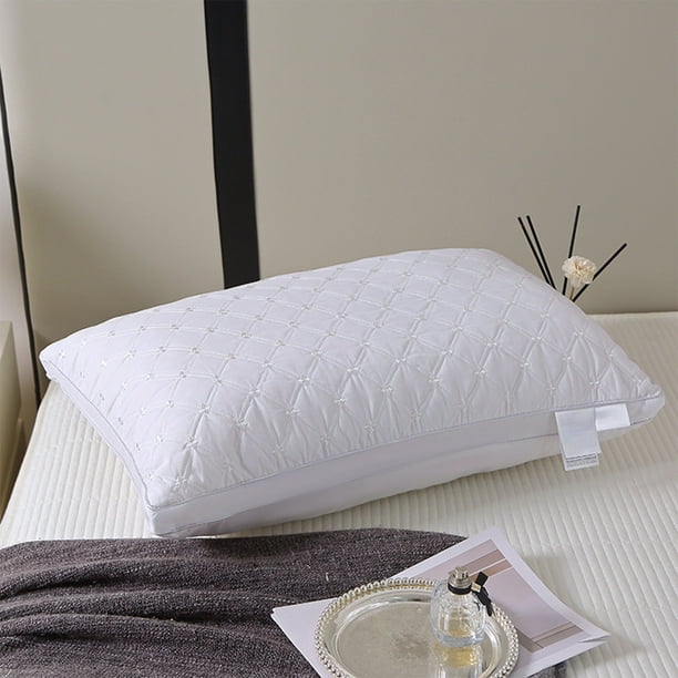 Almohada de hotel para quienes duermen de lado, tamaño Queen 48 x 74 cm, blanca, gris o azul, hipoalergénica y transpirable para máxima comodidad, núcleo de soporte para almohadas de cama