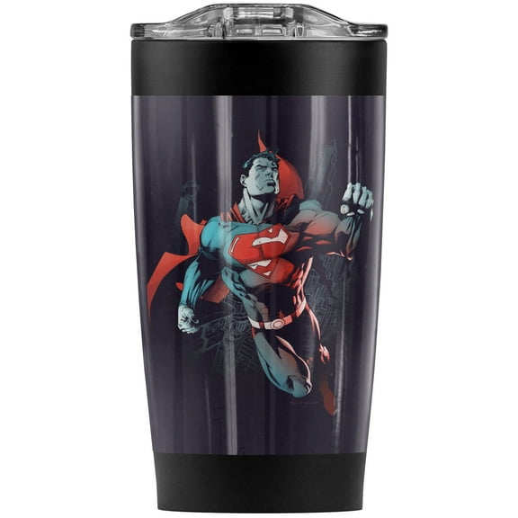 Superman Up In The Sky Stainless Steel Tumbler 20 oz Coffee Travel Mug/Cup, Vacuum Insulated & Double Wall with Leakproof Sliding Lid | Great for Hot Drinks and Cold Beverages