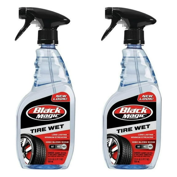 Black Magic Tire Wet 23oz Trigger Spray Specially Formulated Tire Shine Wet, Black, Glossy with One Quick Spray, 2 Pack