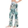thumbnail image 3 of Women's Long Sleep Pants Home Pants Sleep Pants Wide-Leg Pants Design Elastic Fabric Casual Pants M Cartoon Turquoise Flowers, 3 of 7