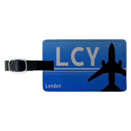 Graphics and More London United Kingdom - London City (LCY) Airport Code Rectangle Leather Luggage ID Tag