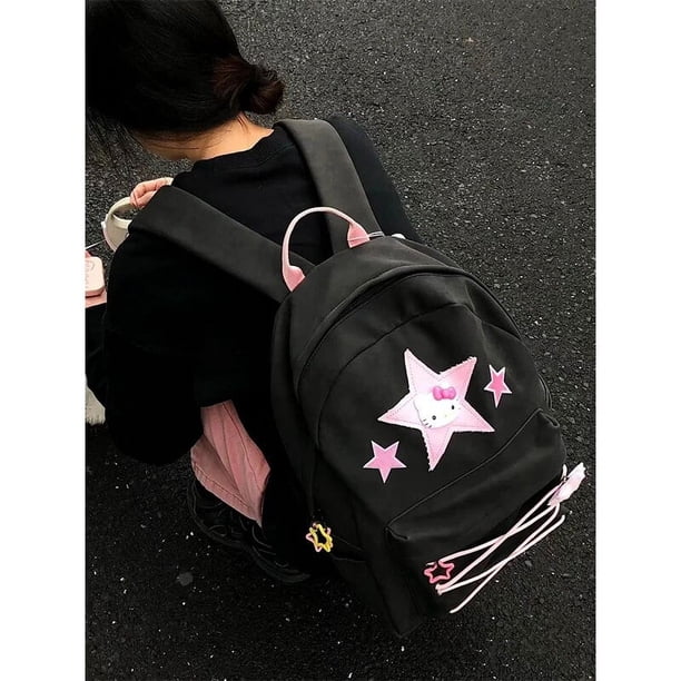 Sanrio kawaii Y2k Strap Backpack Anime Women's Bag Hello Kitty Large Capacity Schoolbag School Backpack for College Students