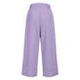 thumbnail image 4 of Pantalones de Pierna Ancha de Cintura Alta para las Mujeres de Verano Pantalones Casuales de Color Sólido, Longitud Larga con Bolsillos Laterales, 4 of 8