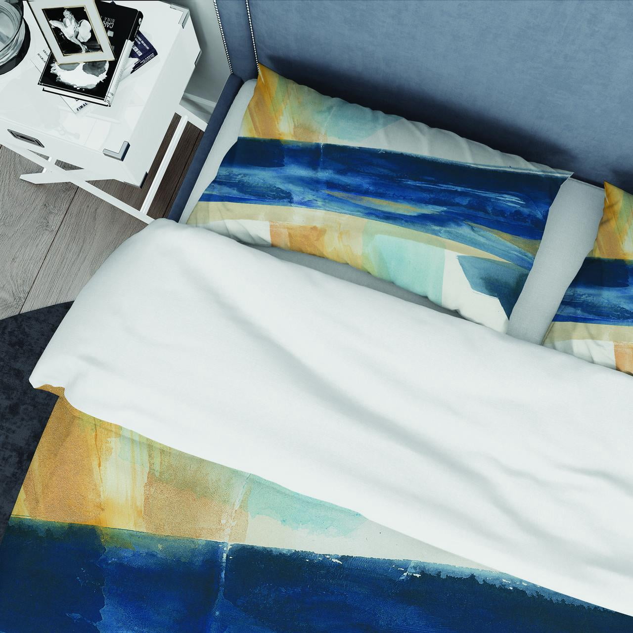 Designart 'Indigo Panel I' Geometric Duvet Cover Set