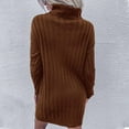 thumbnail image 6 of under $5 JINMGG 2026 Fall Winter Plus Size Sweaters for Women ,Ladies Solid Color Strip Turtleneck Long Sleeve Sweater Dress, 6 of 9