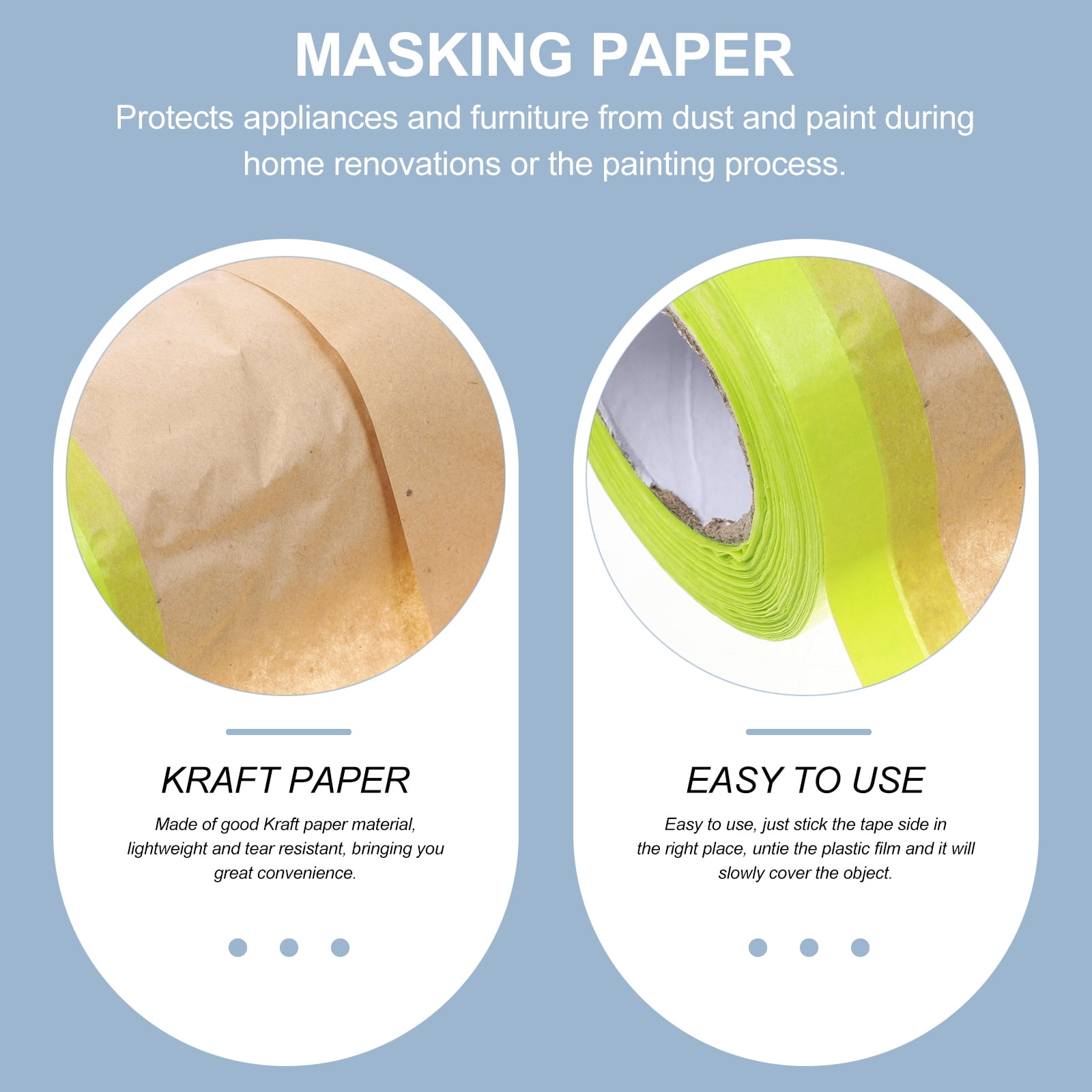 Masking paper roll 2 Rolls Paint Masking Paper Kraft Paper Masking