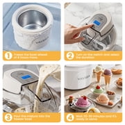 VAVSEA 1.5 Qt Ice Cream Maker with Scoop, Double-Insulated Freezer Bowl, Electric Ice Cream Machine Easy Make, Healthy Homemade Automatic Sobert Maker for Gelato, Frozen Yogurt, White